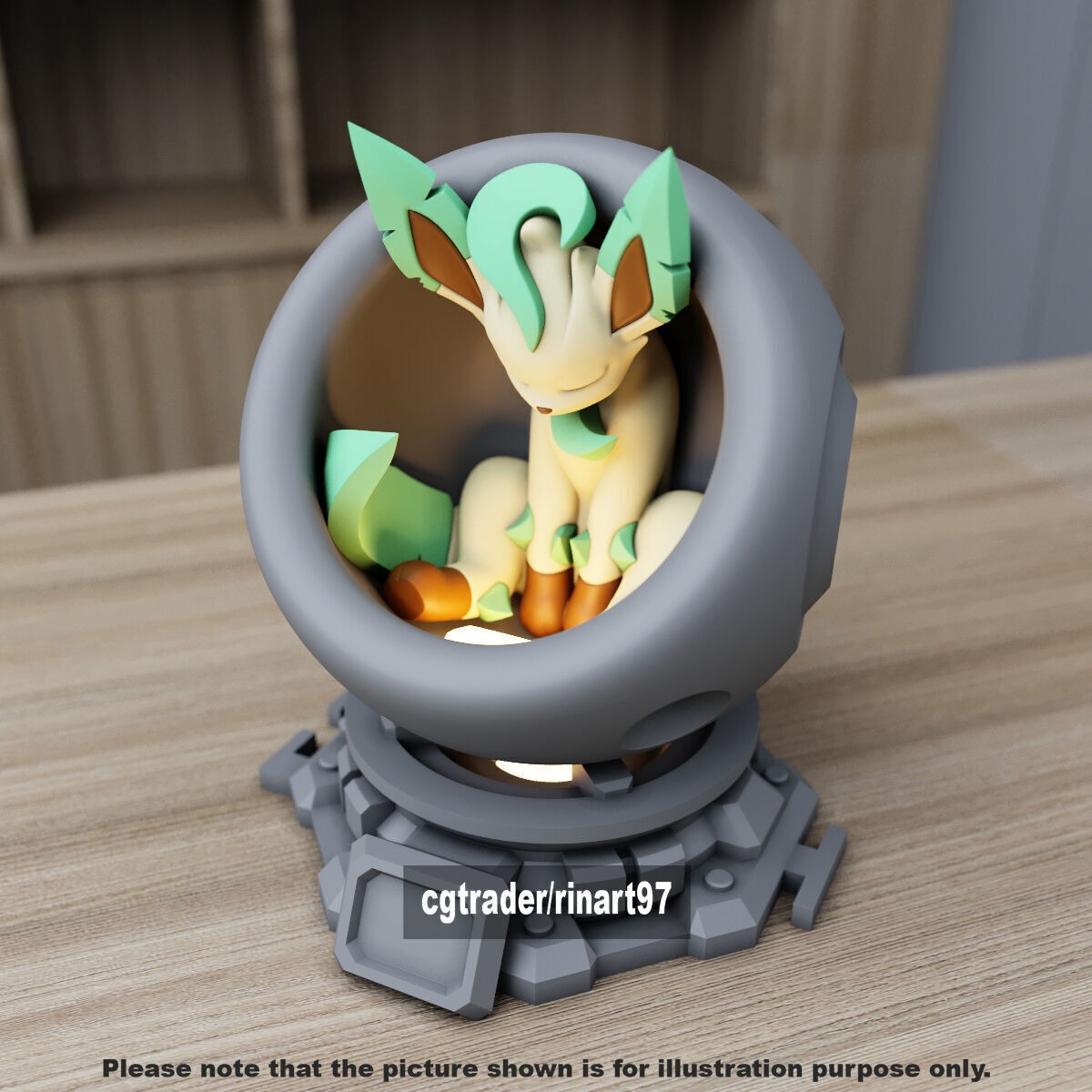 Leafeon in healing machine pods from pokemon 3D print model_2