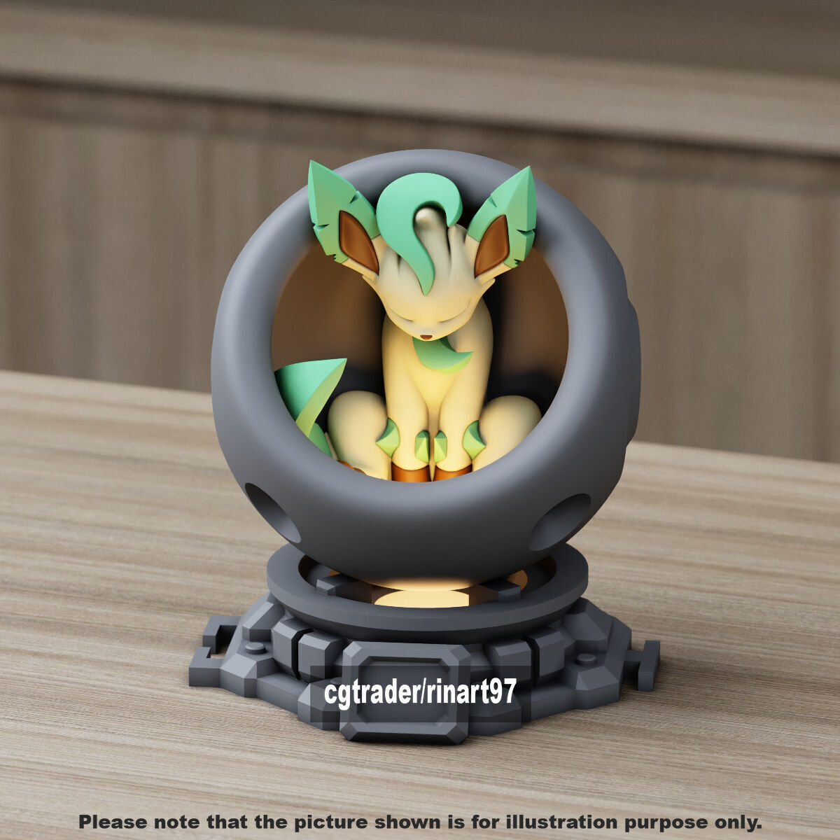 Leafeon in healing machine pods from pokemon 3D print model_3