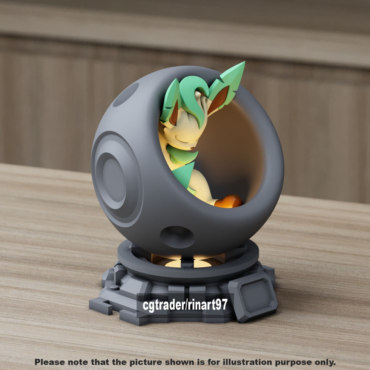 Leafeon in healing machine pods from pokemon 3D print model_8