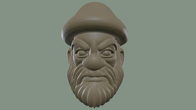 Angry Forest Gnome Head Stylized Printable Face Model Printing 3D print model