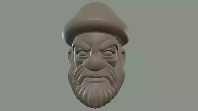 Angry Forest Gnome Head Stylized Printable Face Model Printing