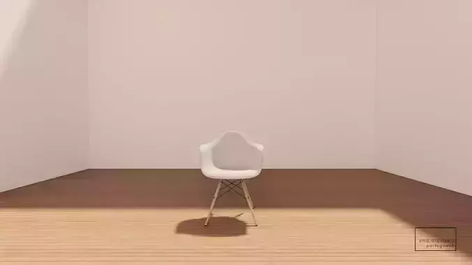 Free Eames Style Armchair - 3D Model - Wood - Metal - Fabric Free low-poly 3D model