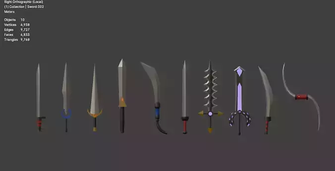 Low Poly Fantasy Sword Pack - 10 Game Ready Models
