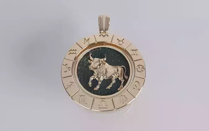 Zodiac Sign Pendants - Double Sided Spinning Center - Taurus