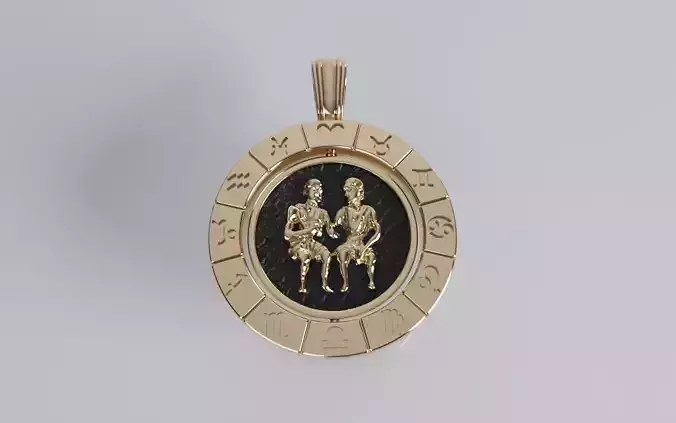 Zodiac Sign Pendants - Double Sided Spinning Center - Gemini