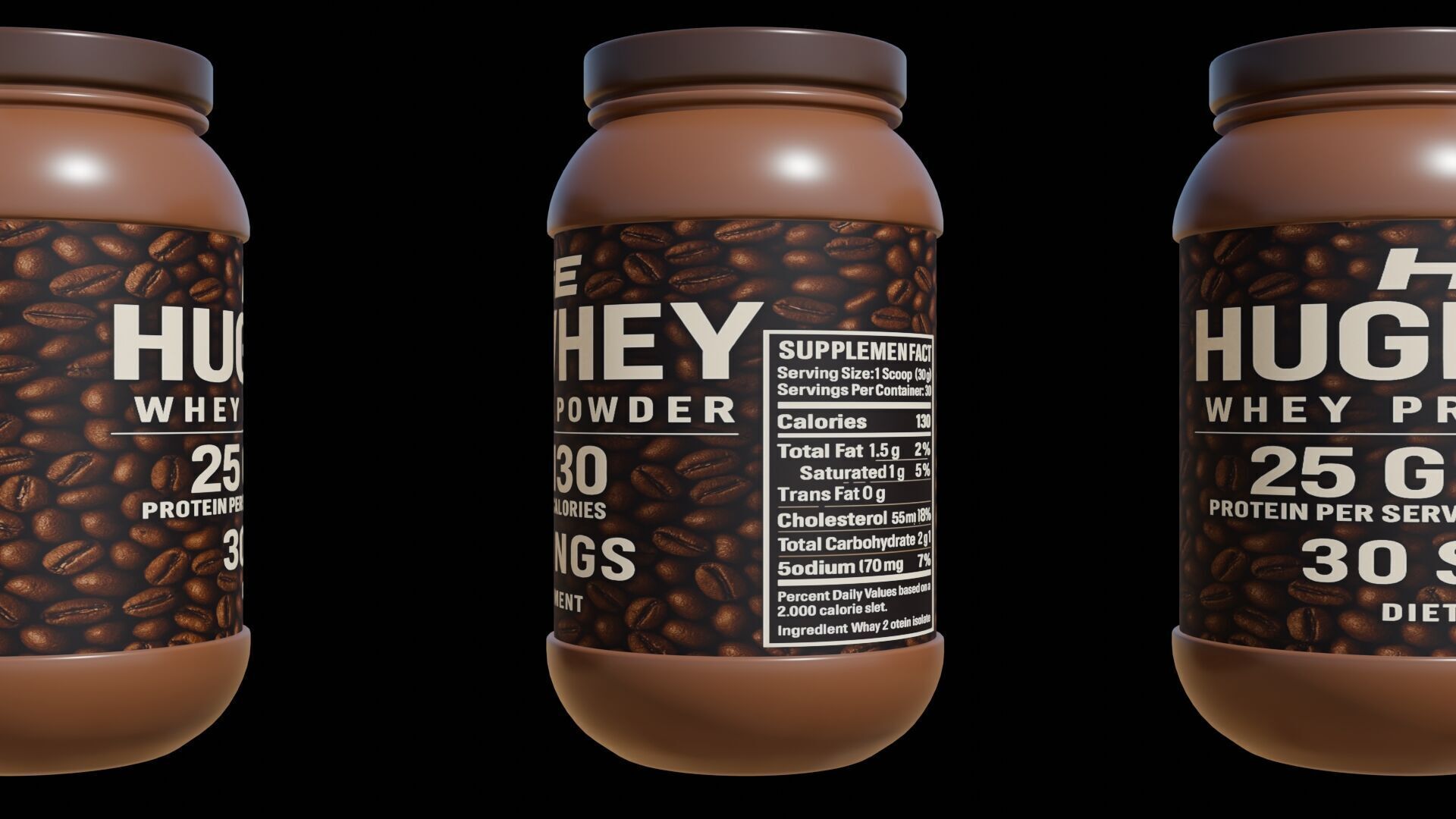 Protein powder container Low-poly 3D model_12