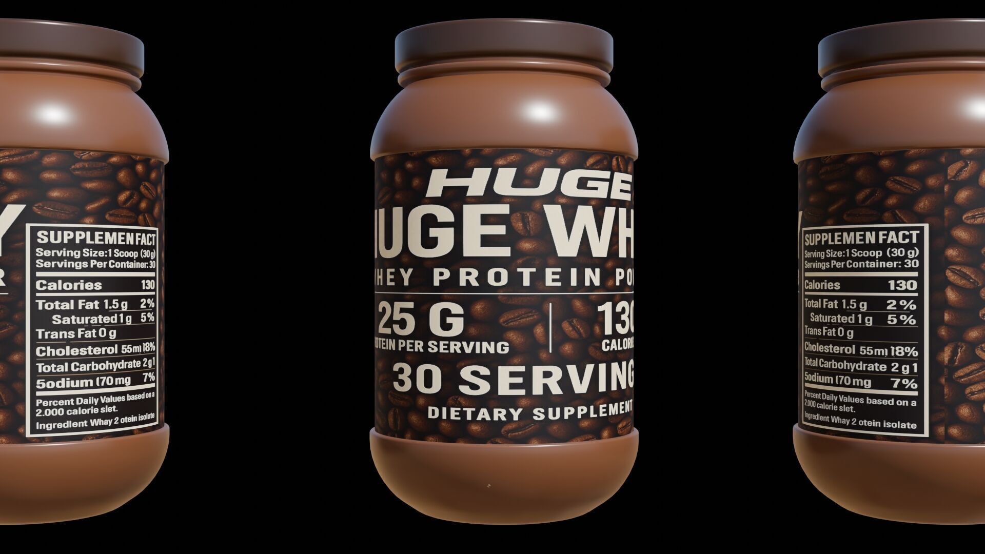 Protein powder container Low-poly 3D model_17