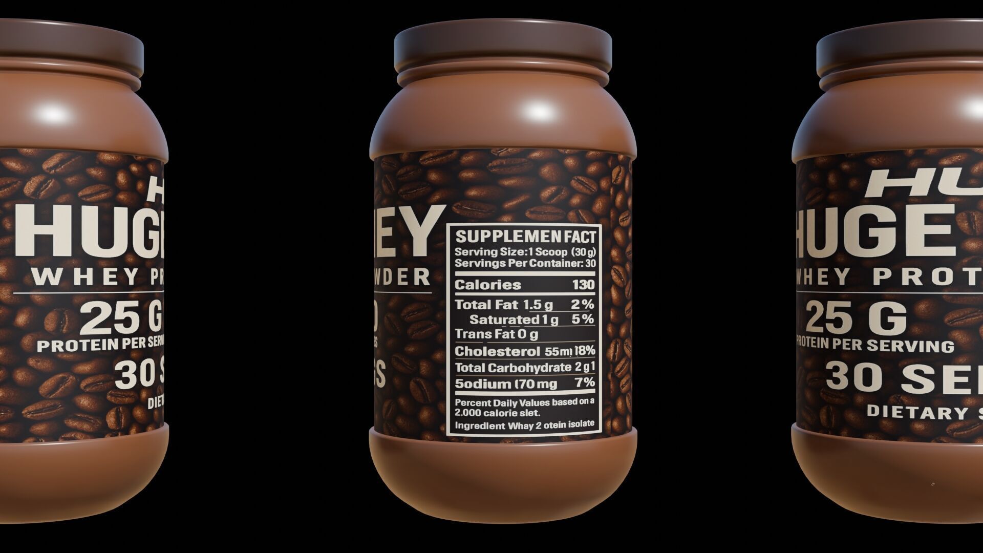 Protein powder container Low-poly 3D model_11