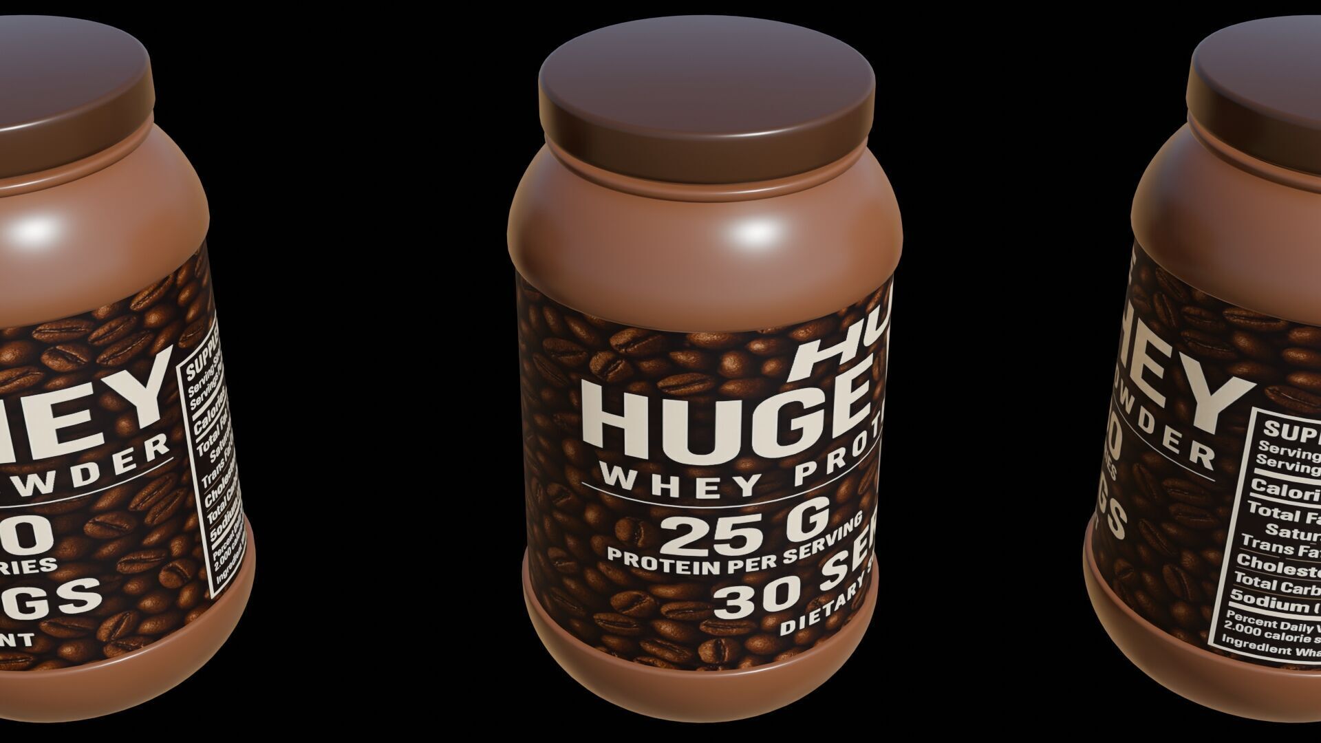 Protein powder container Low-poly 3D model_1