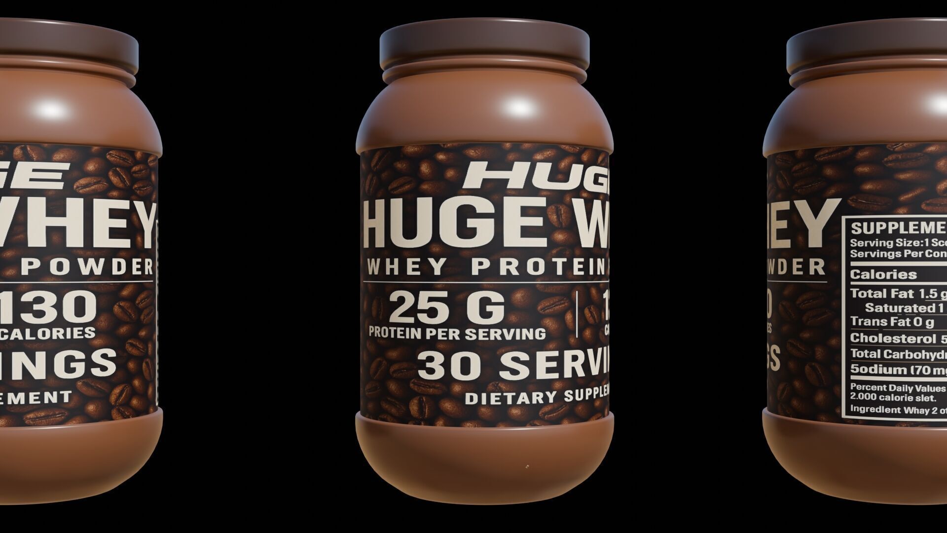 Protein powder container Low-poly 3D model_3