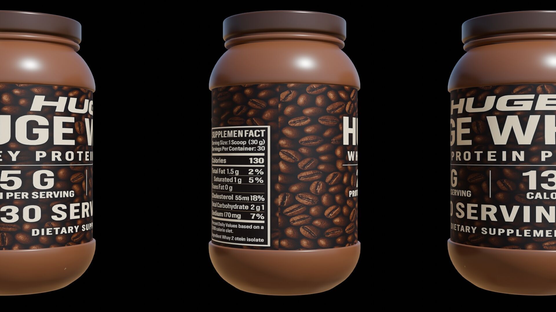 Protein powder container Low-poly 3D model_9