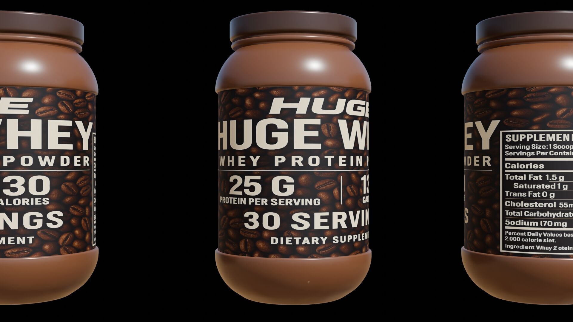 Protein powder container Low-poly 3D model_2