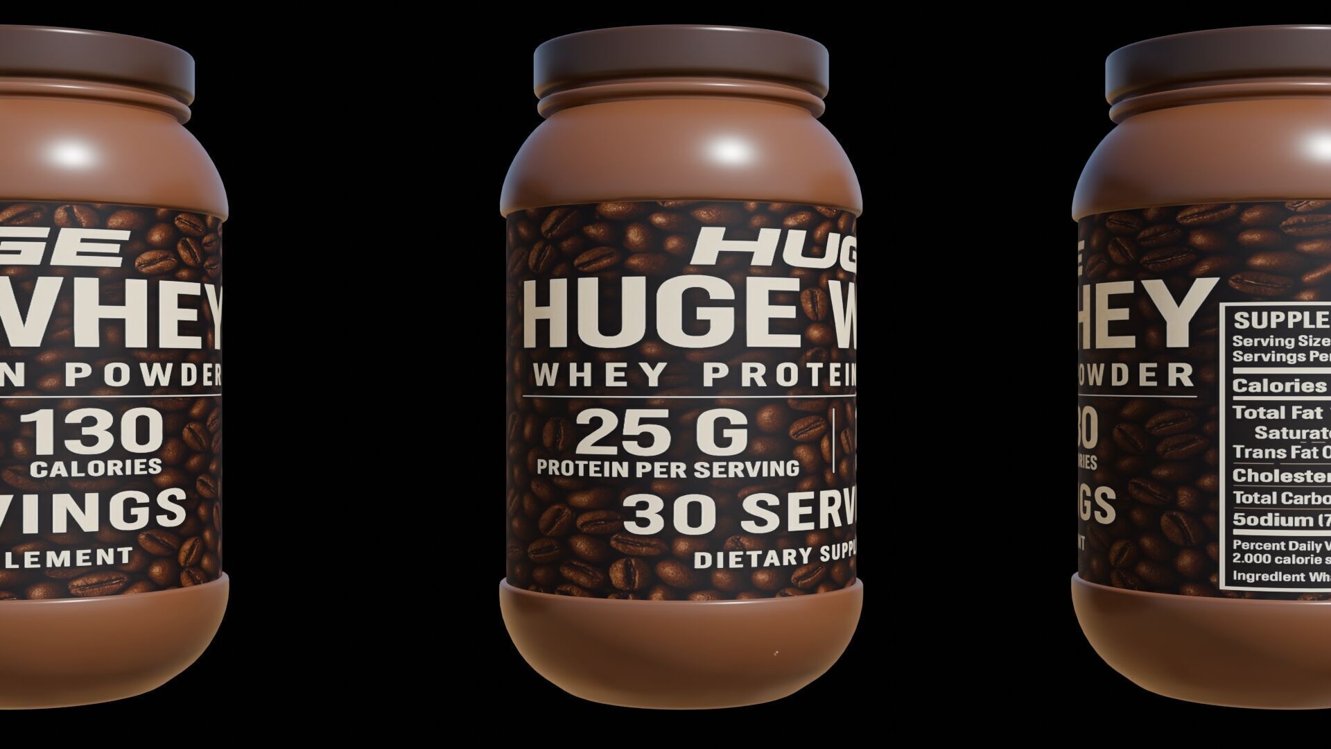 Protein powder container Low-poly 3D model_4