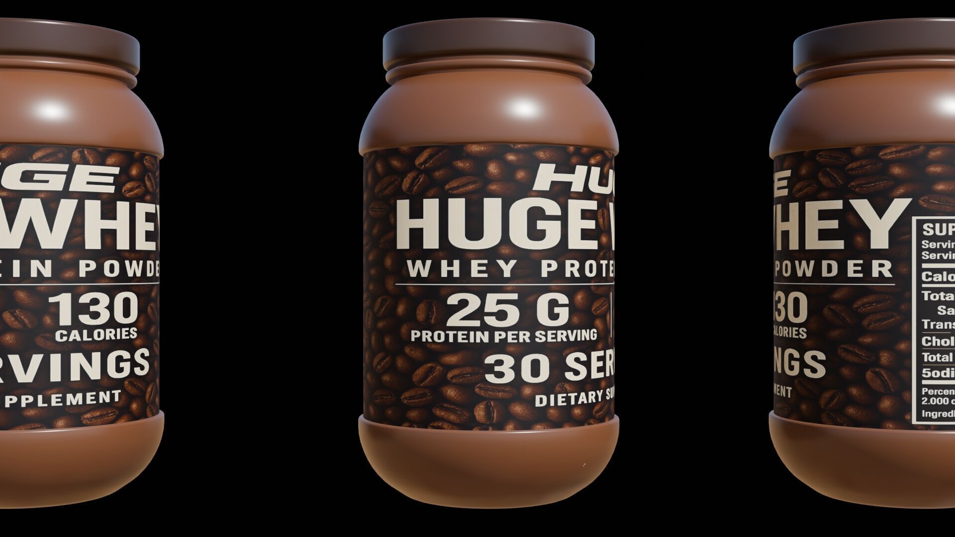 Protein powder container Low-poly 3D model_5