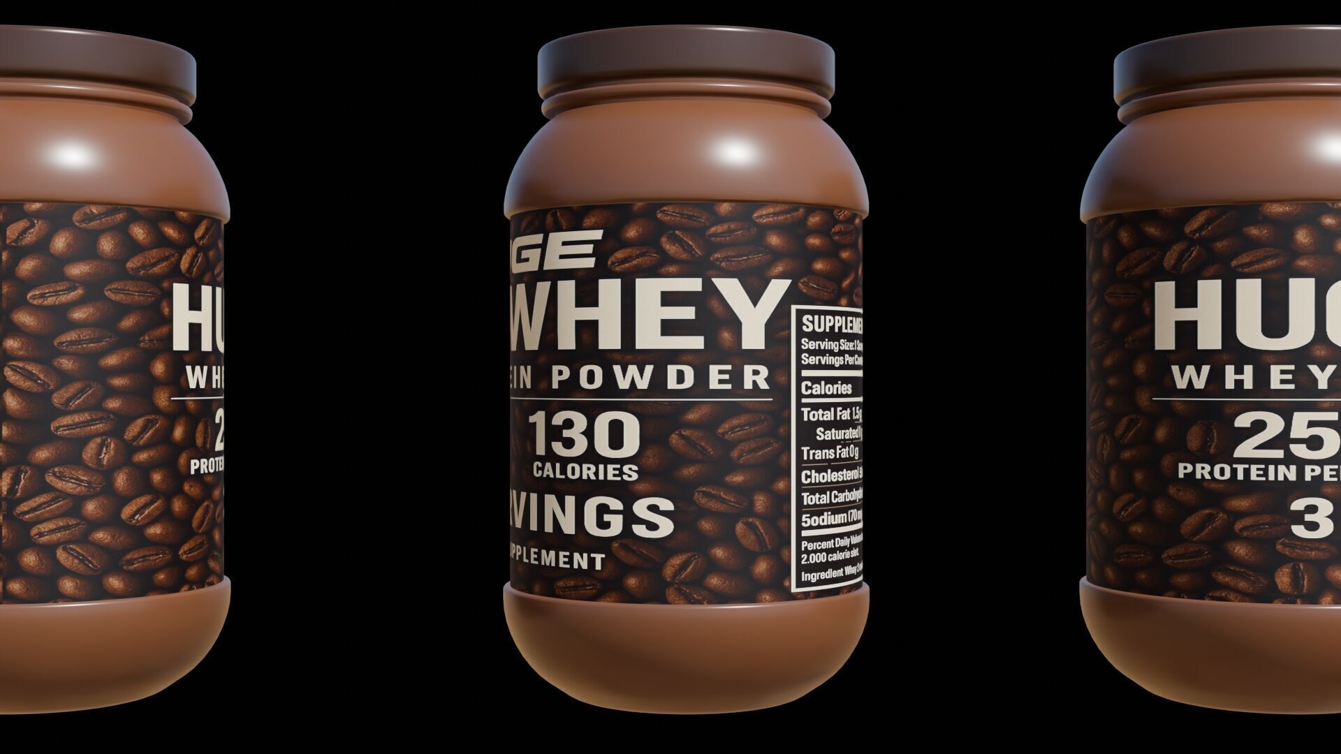 Protein powder container Low-poly 3D model_13