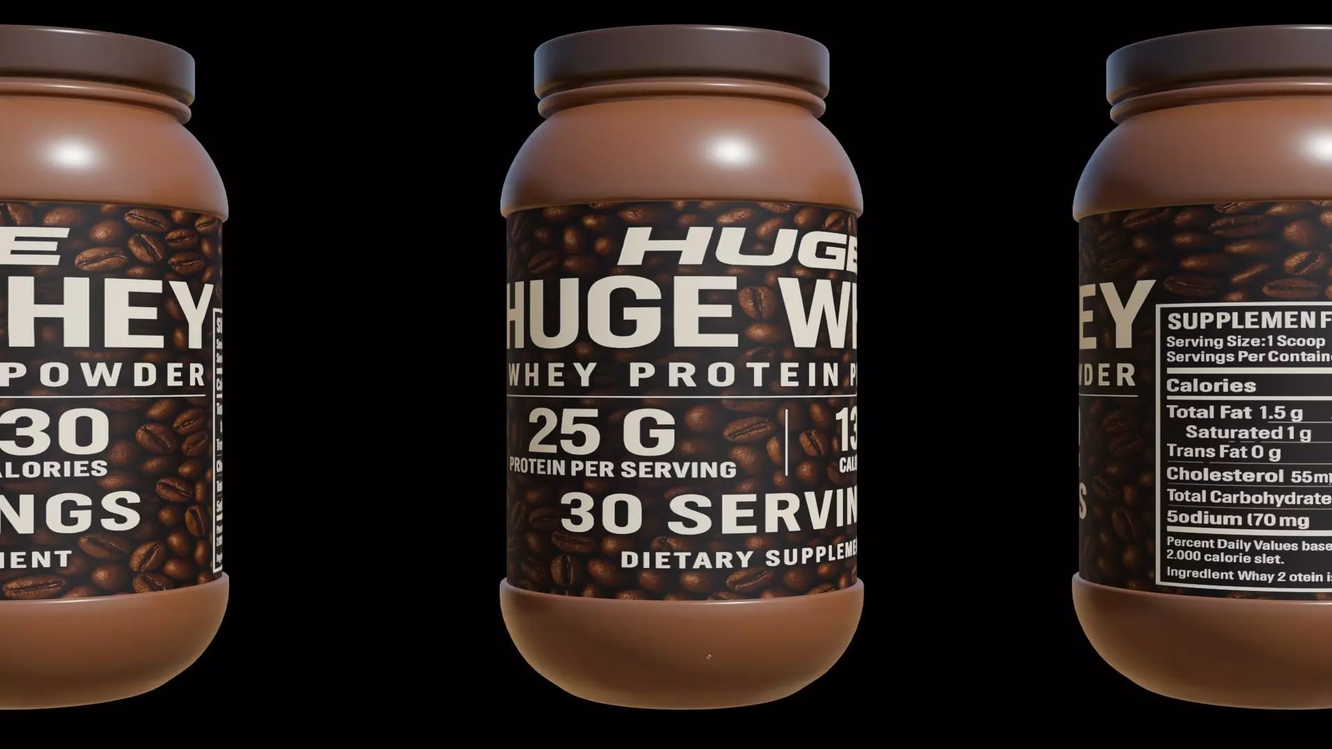 Protein powder container Low-poly 3D model_0