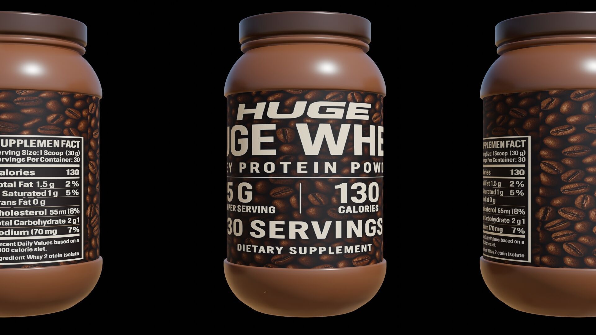 Protein powder container Low-poly 3D model_16