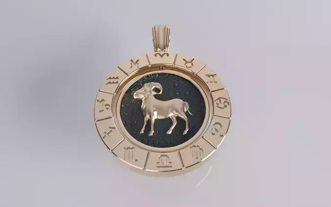 Zodiac Sign Pendants - Double Sided Spinning Center - Aries