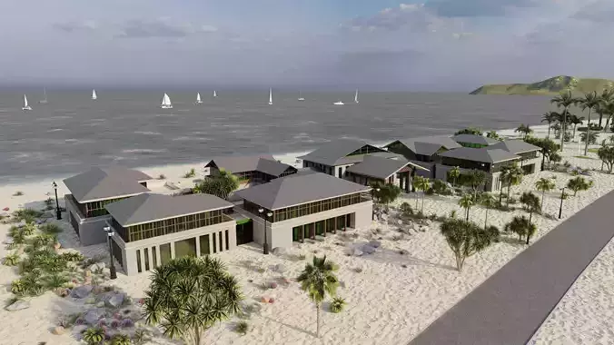 Hotel Beach-Hotel Beach Resort 3D model