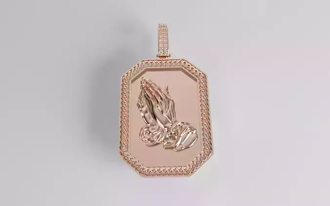 Praying Hands Pendant - Cuban Rim - Plain Back
