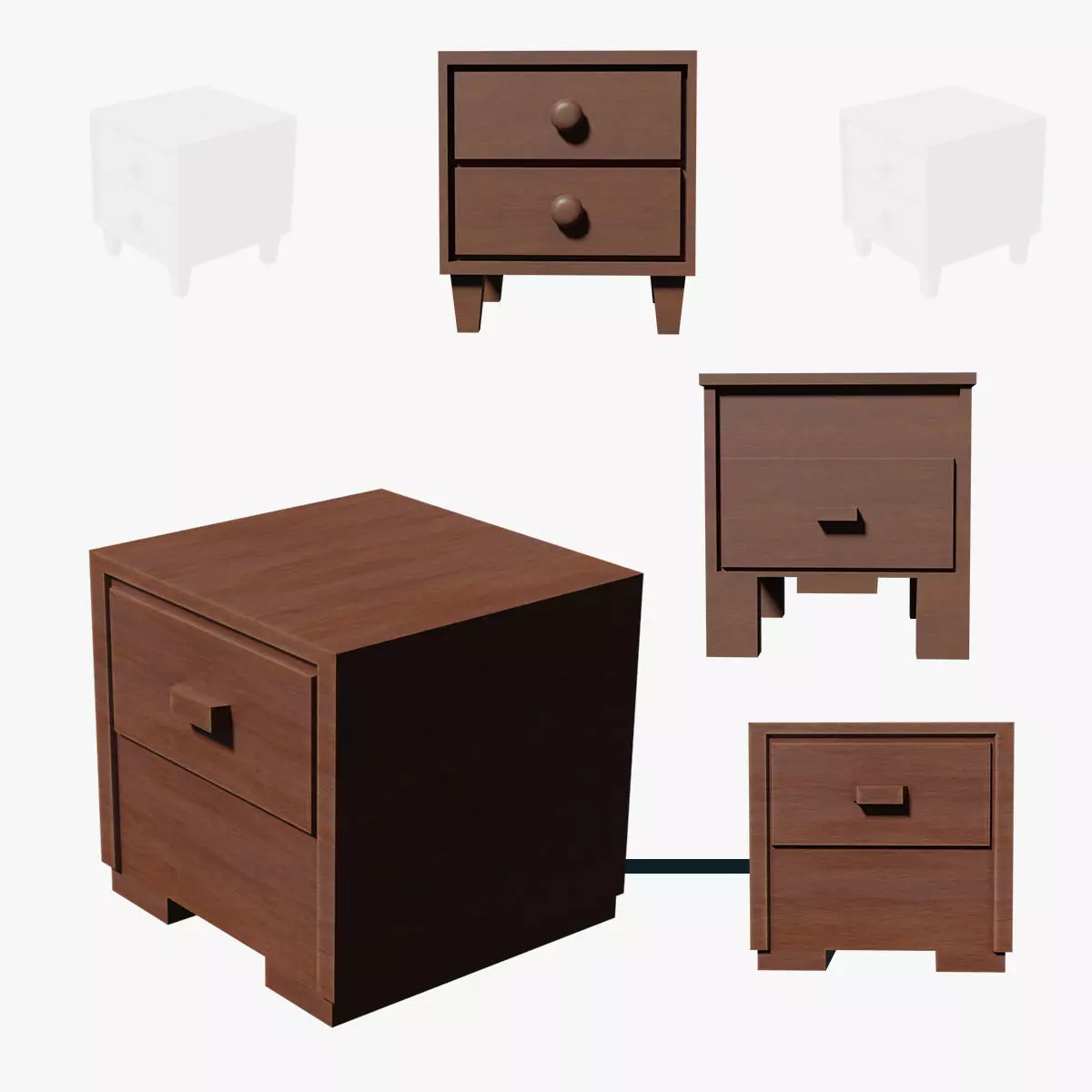 Deco Nightstand Wood Style Luna Rest Lot 1 N4-6 Group 02- Low 3D model
