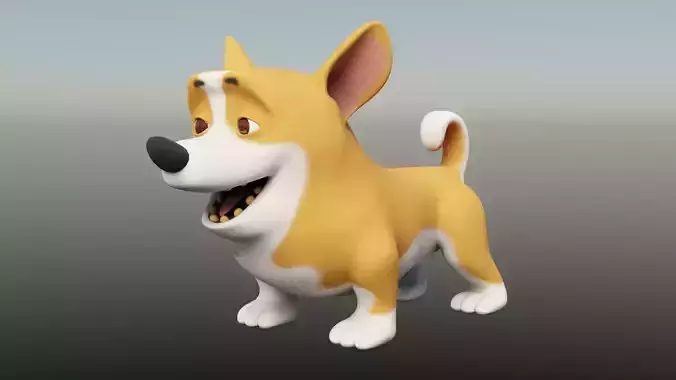 Cartoon Corgi Dog 3D model
