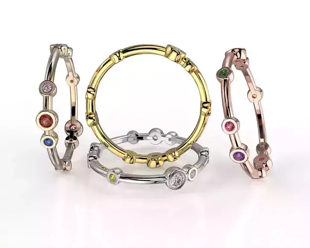 Printable wedding band ring diamonds 01ct STL 3d cad file