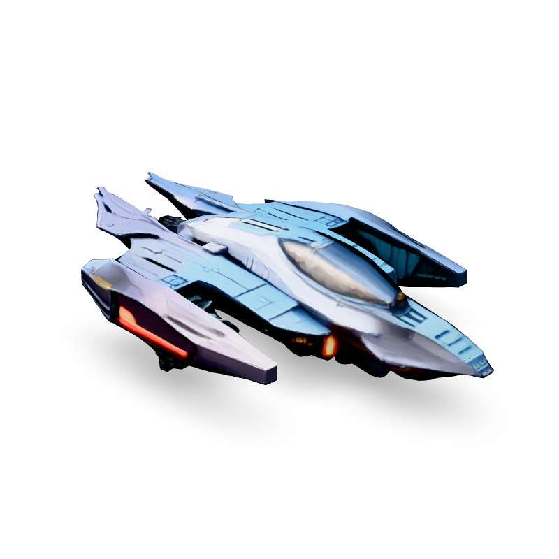 SciFi Interceptor Starship Model Low-poly 3D model_2