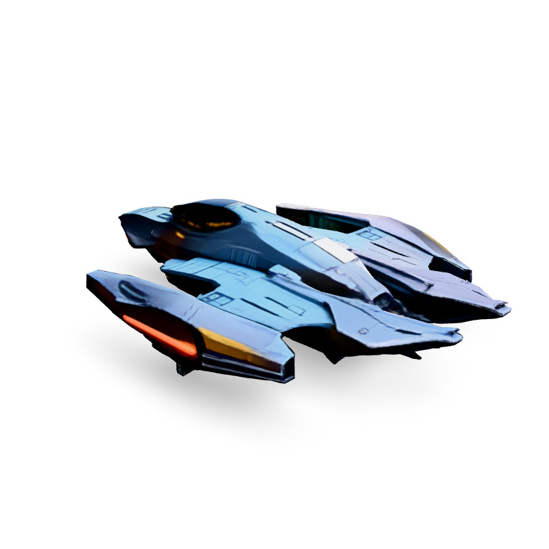 SciFi Interceptor Starship Model Low-poly 3D model_4