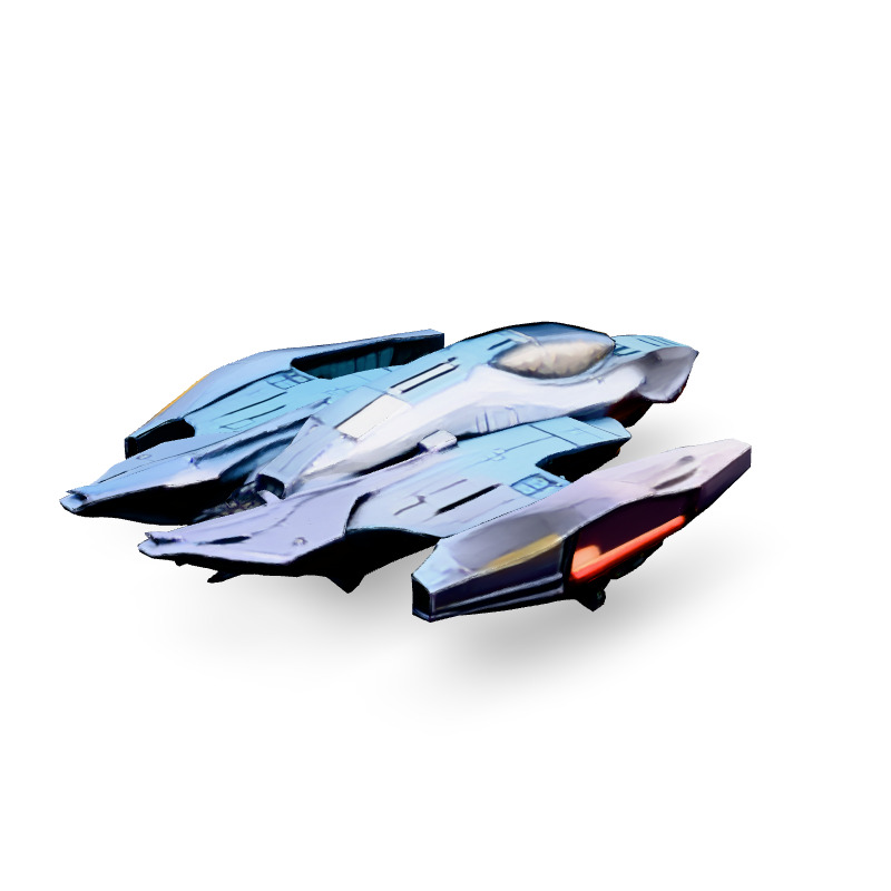 SciFi Interceptor Starship Model Low-poly 3D model_5