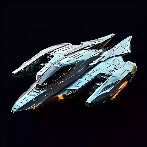 SciFi Interceptor Starship Model Low-poly 3D model