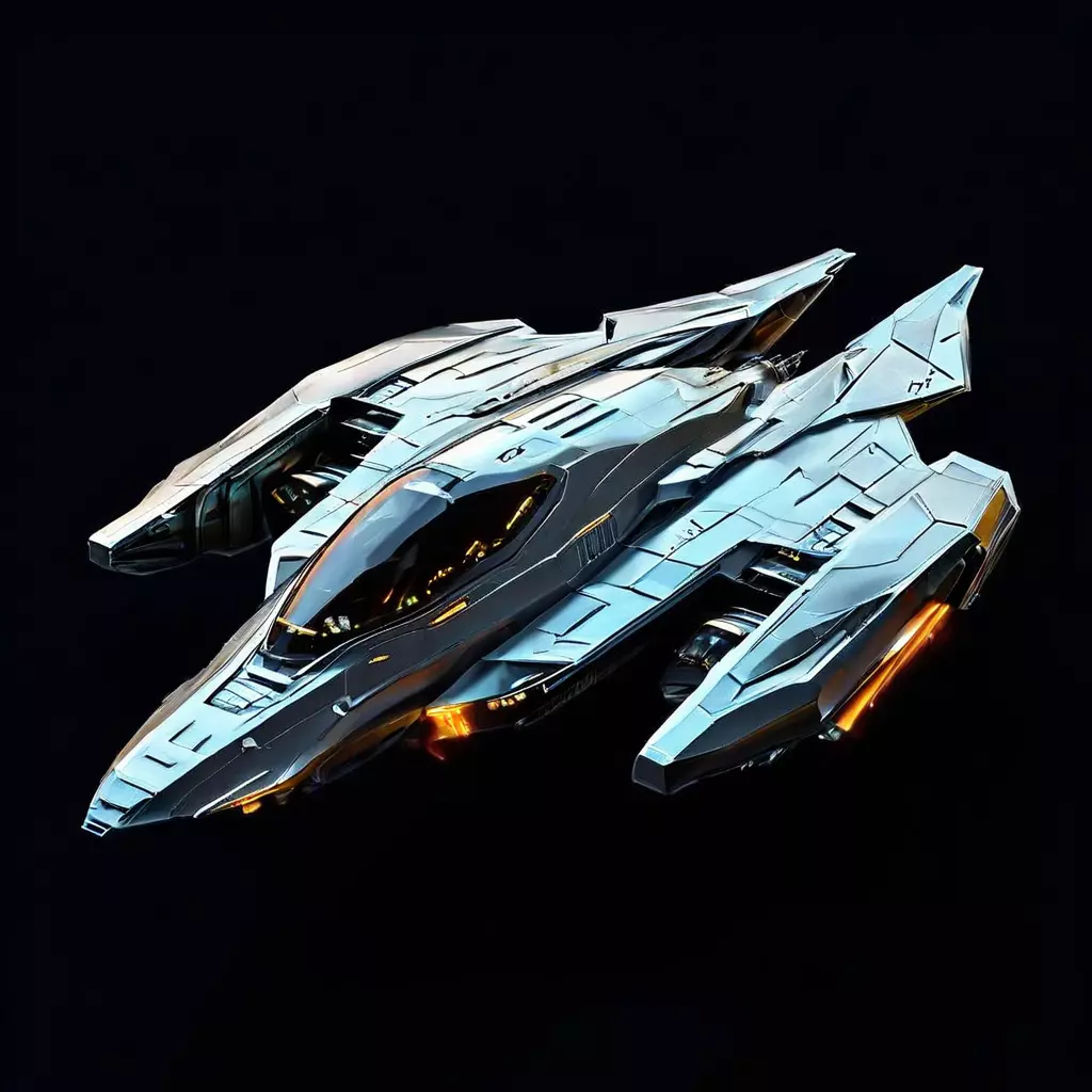 SciFi Interceptor Starship Model Low-poly 3D model_0