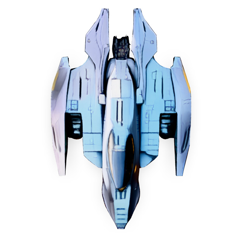 SciFi Interceptor Starship Model Low-poly 3D model_7