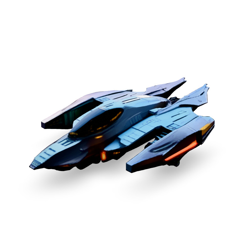 SciFi Interceptor Starship Model Low-poly 3D model_1