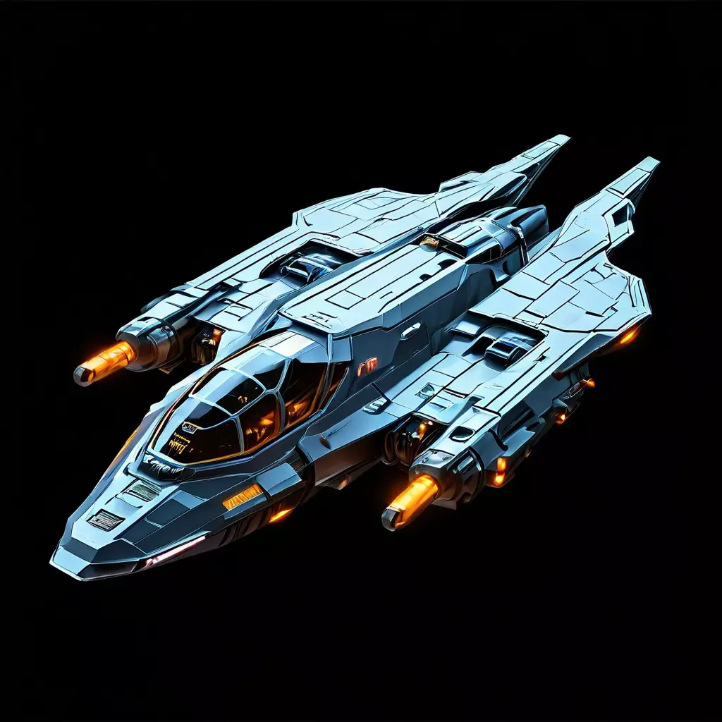 Scifi Fighter Spaceship 3D Model Low-poly 3D model_0