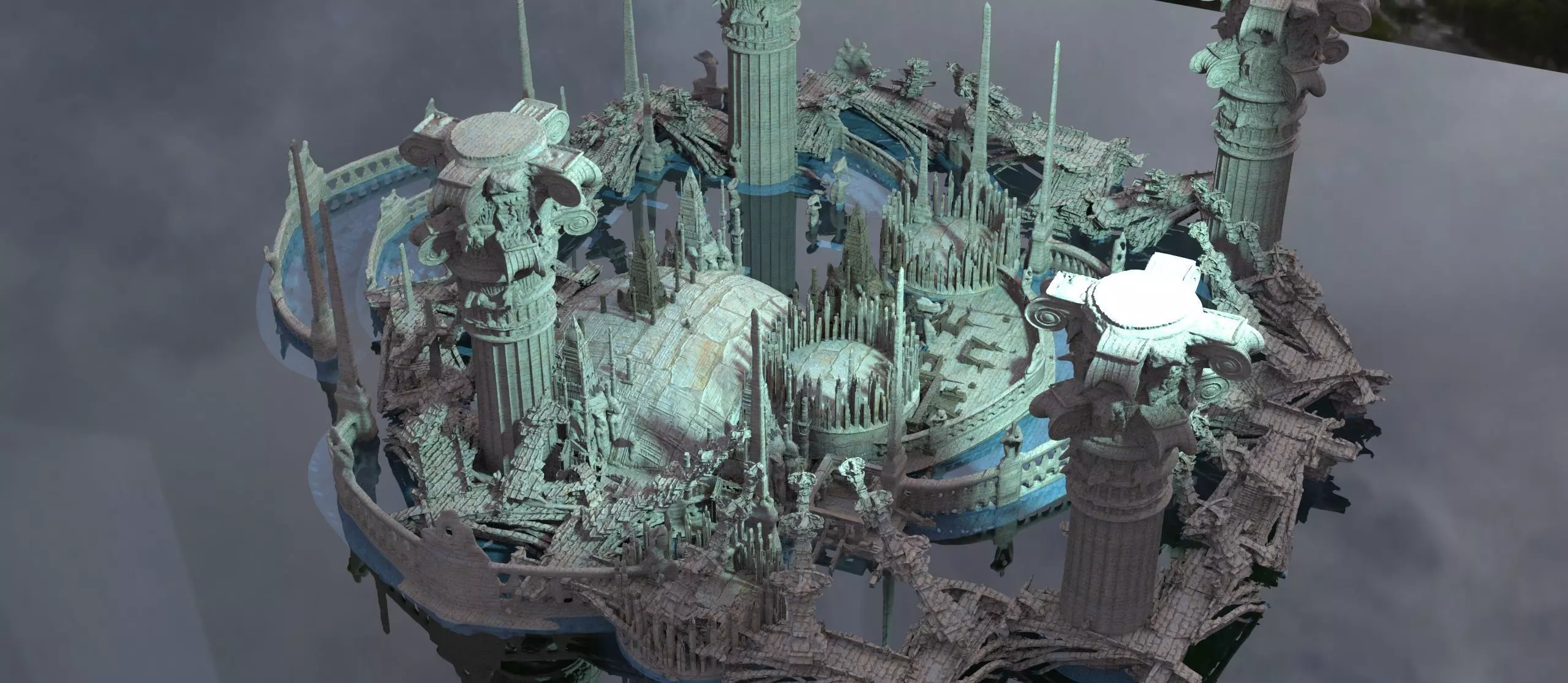 Greek Temple City ruins 3D model_0