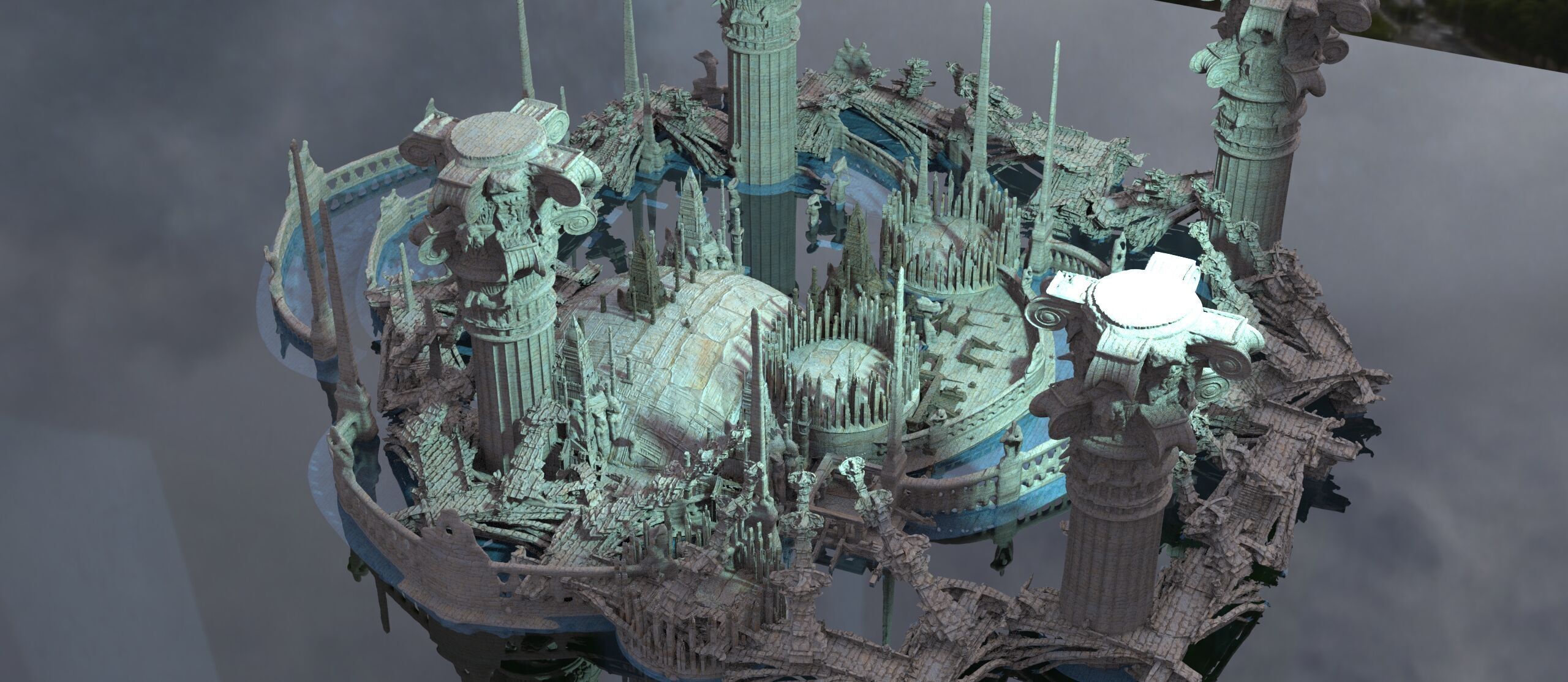 Greek Temple City ruins 3D model_1