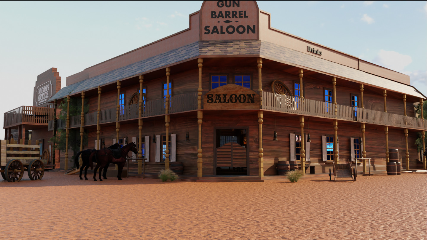 Old West town scene 3D model upd 3D model_2