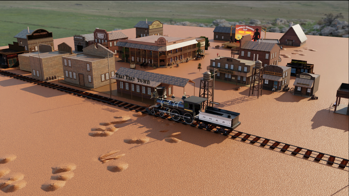 Old West town scene 3D model upd 3D model_6