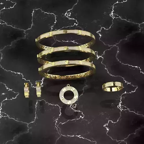 3 size bilezikli cartier set