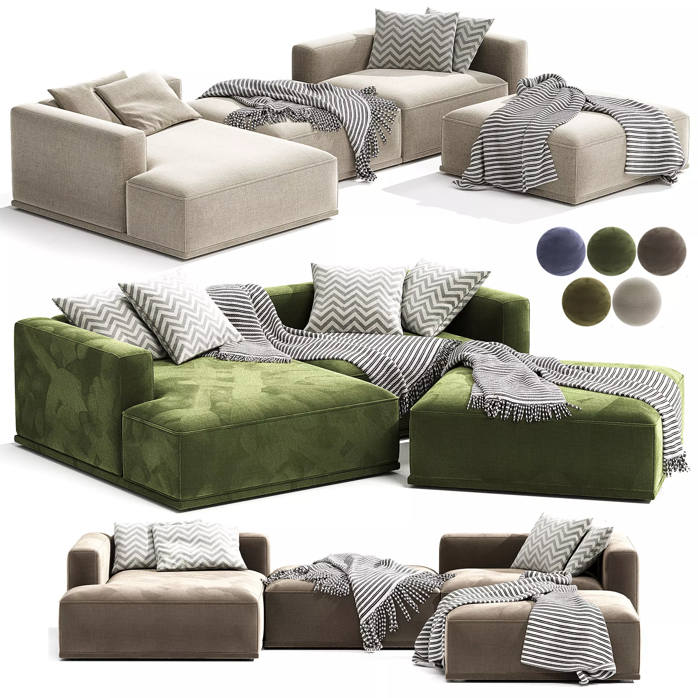 Modular HESSER corner Sofa  3D model_0