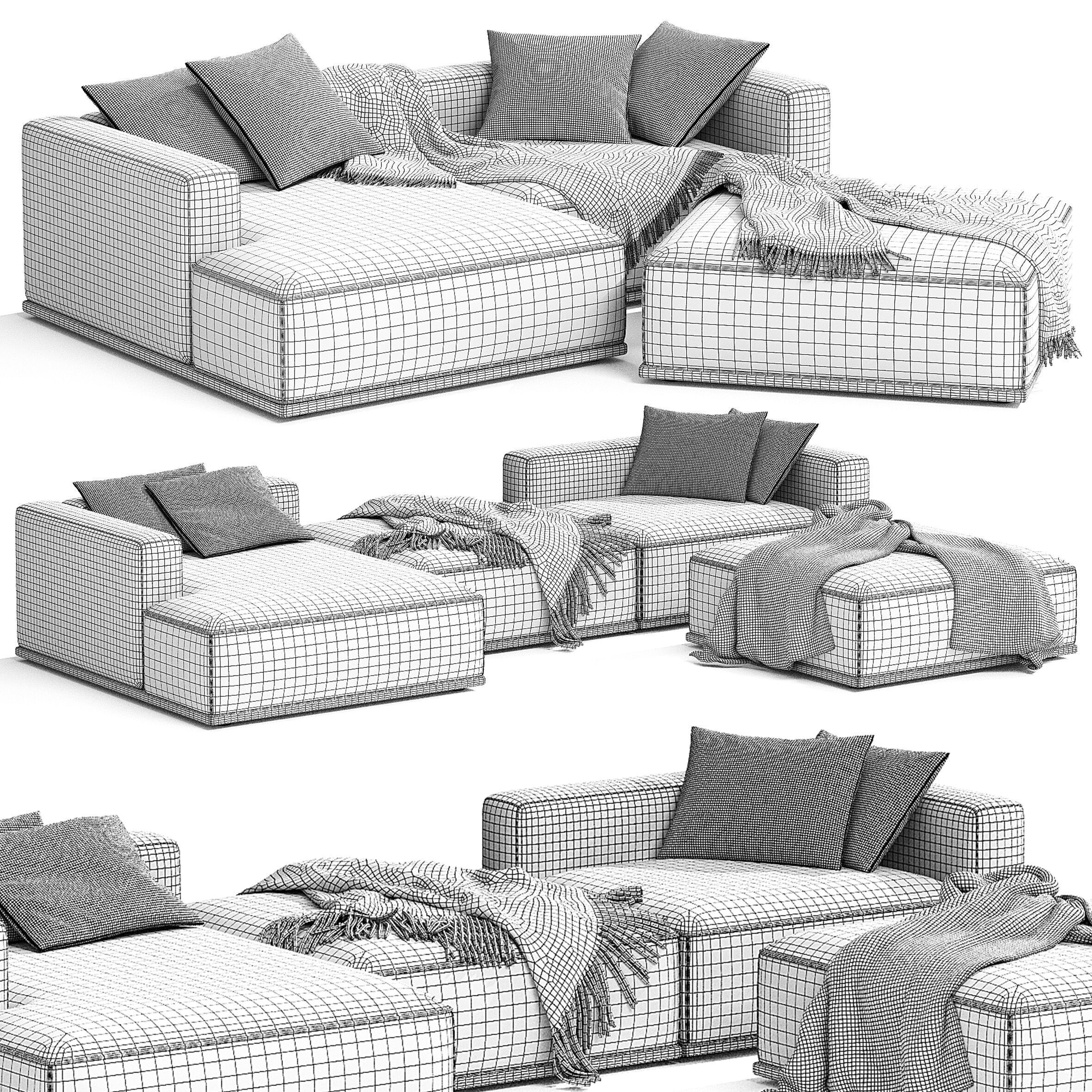 Modular HESSER corner Sofa  3D model_6