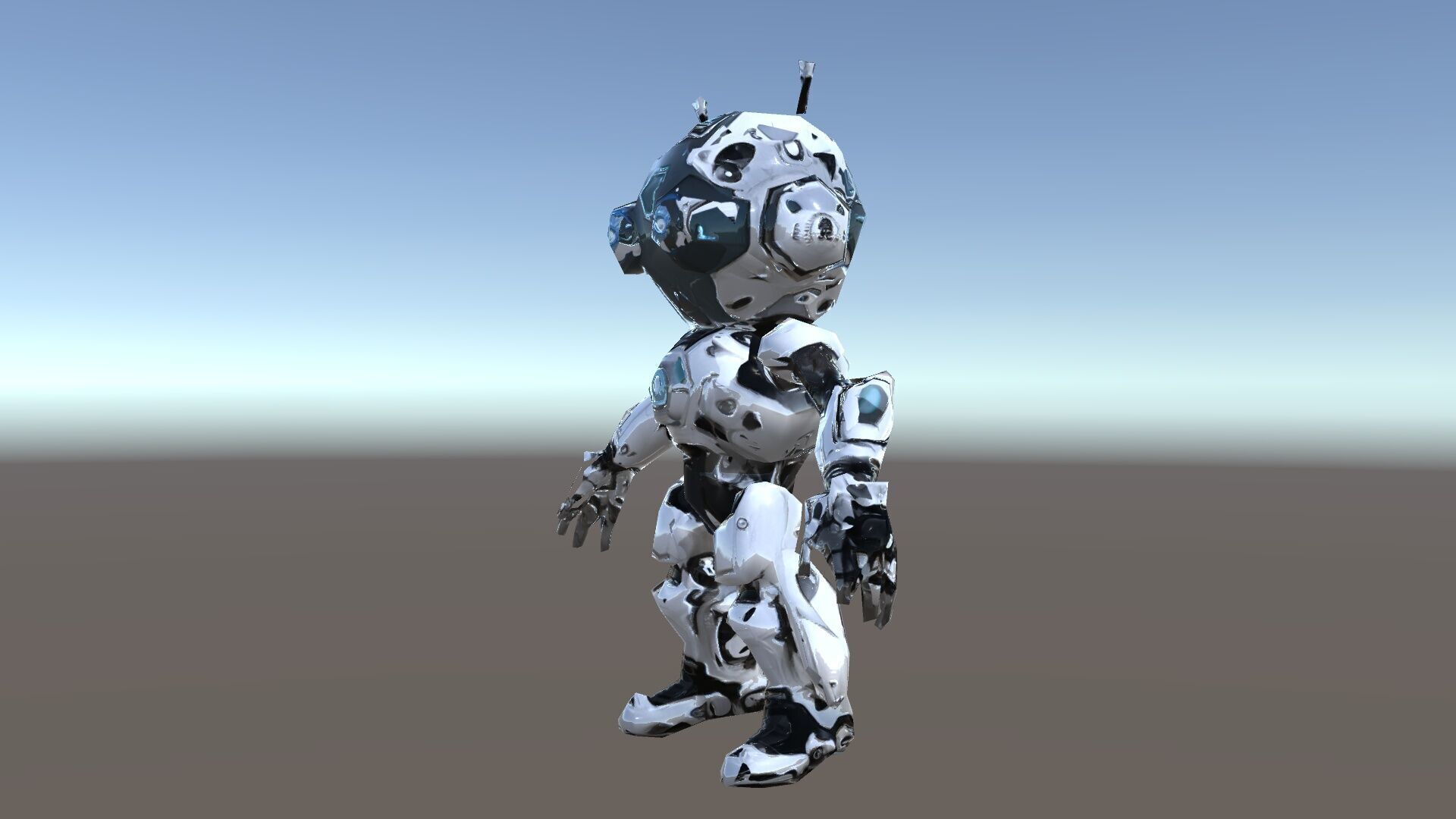 Futuristic Robotic Companion with LED Eyes and Antennas Low-poly 3D model_10