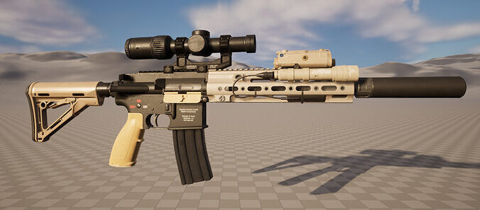 HK416D CAG Low-poly 3D model