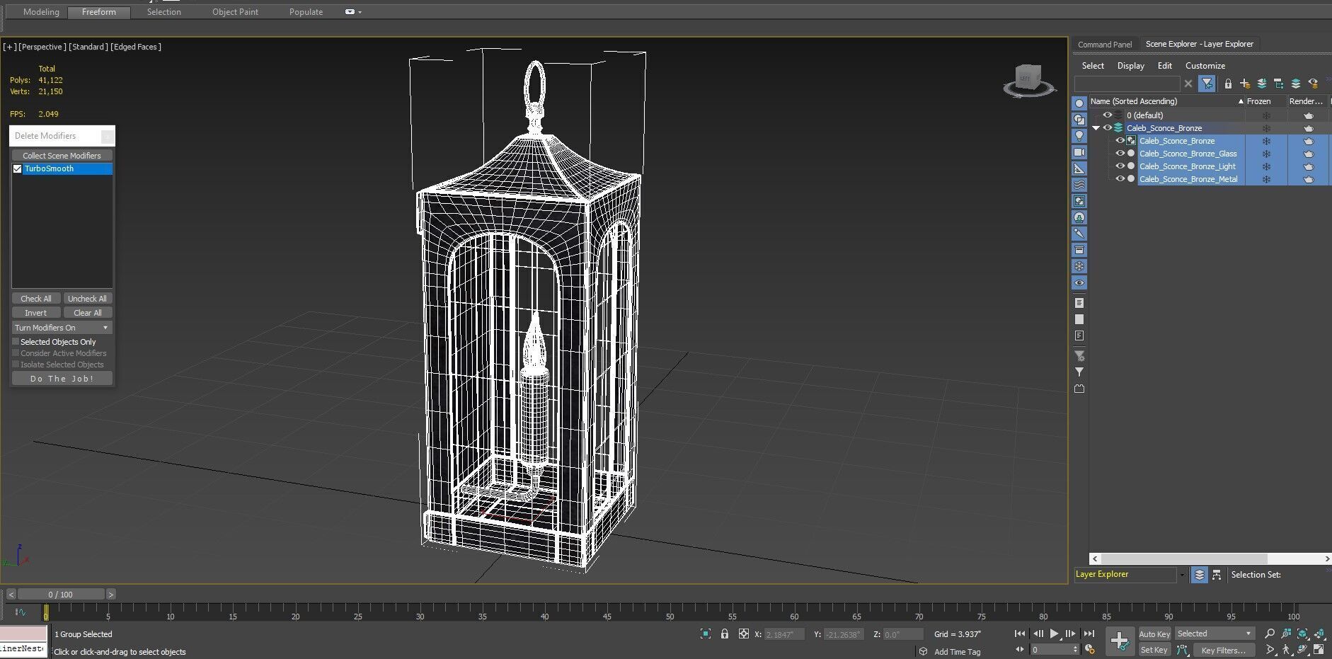 Caleb Lantern Sconce Bronze 3D model_8