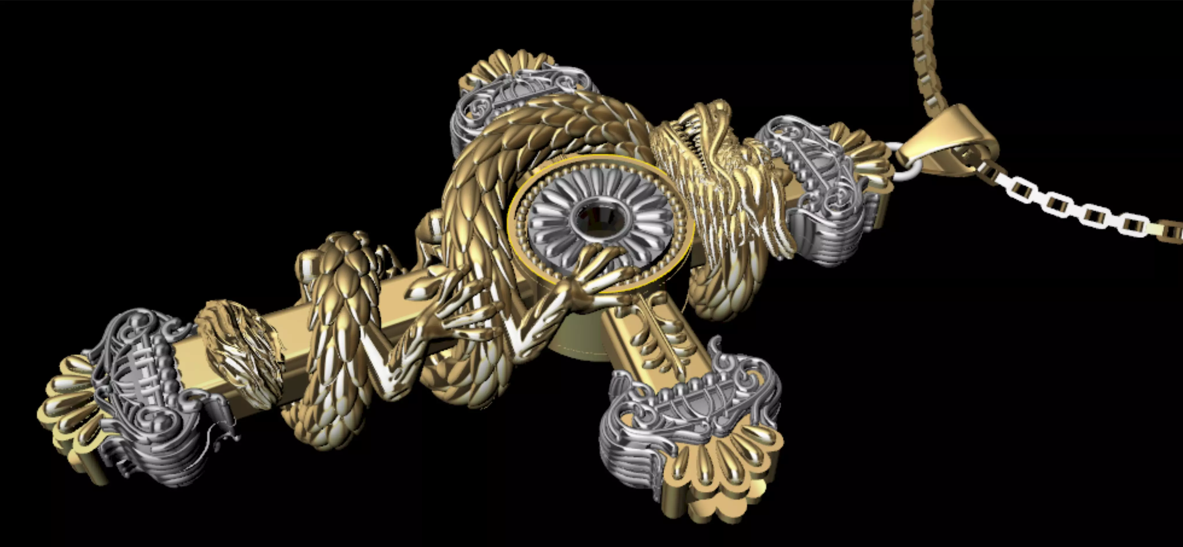 cross dragon pendant 3D print model_0