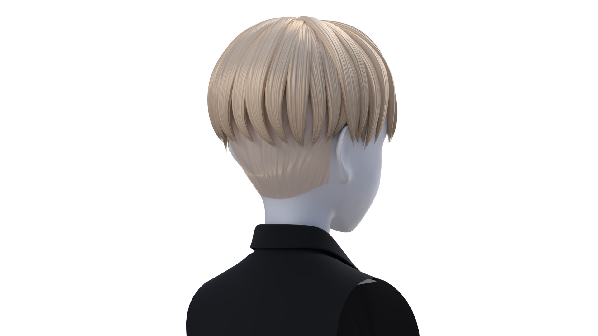 Low poly anime male Hairstyle- fbx-obj-blend files Low-poly 3D model_6