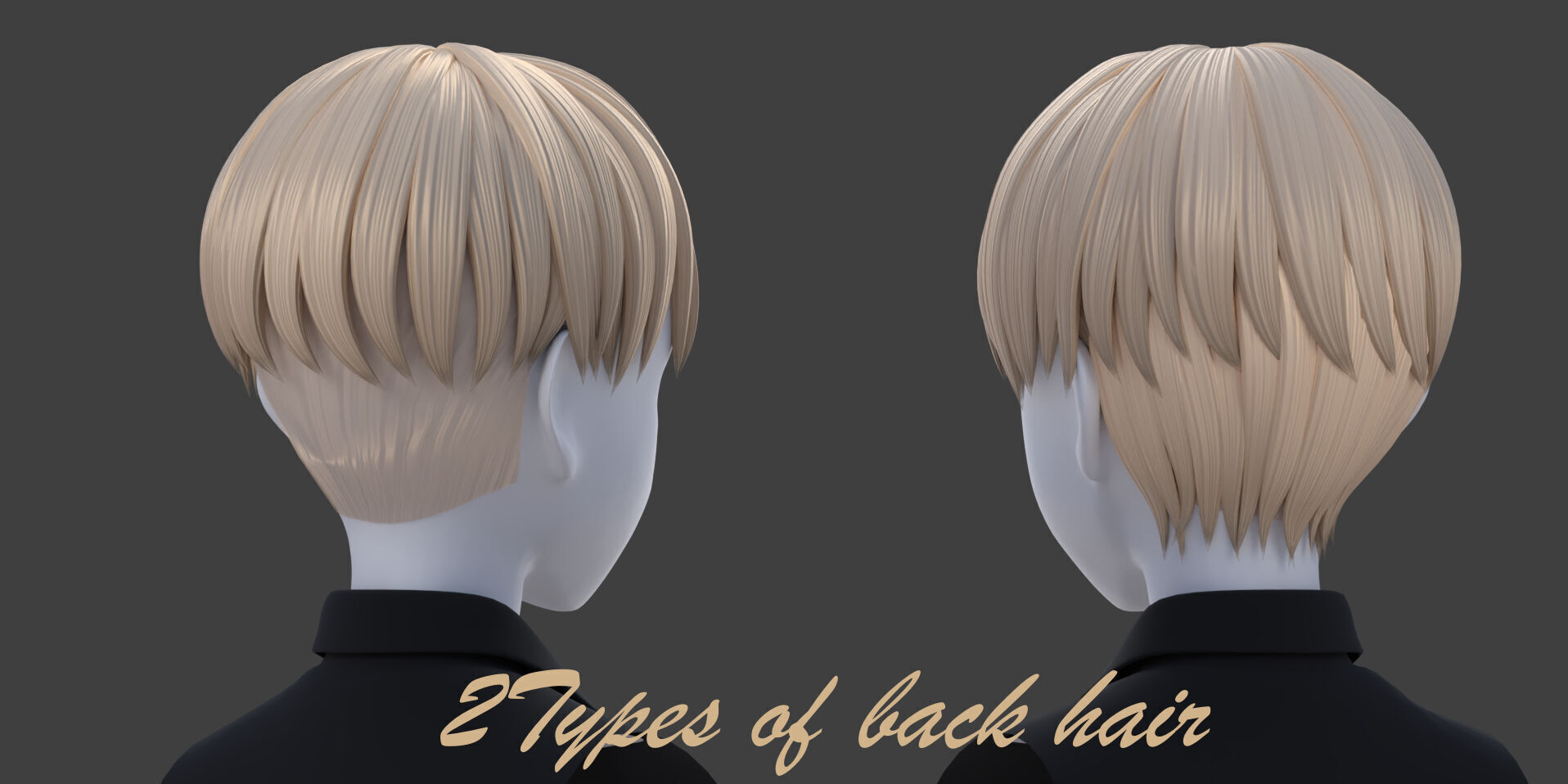 Low poly anime male Hairstyle- fbx-obj-blend files Low-poly 3D model_3