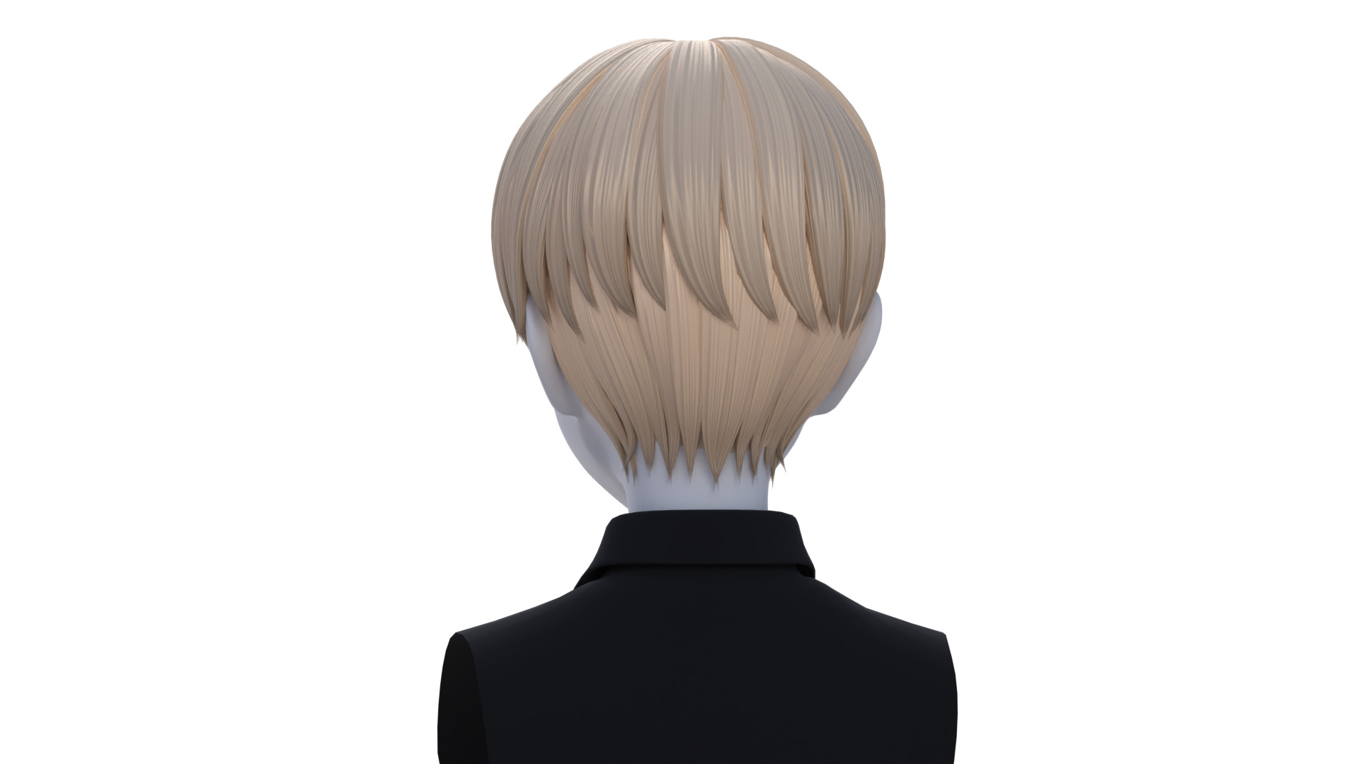 Low poly anime male Hairstyle- fbx-obj-blend files Low-poly 3D model_7