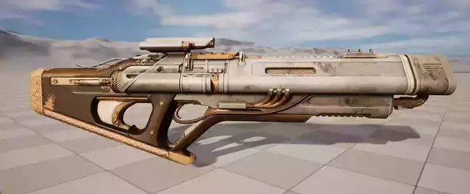 steampunk tri shot assault rifle Low-poly 3D model